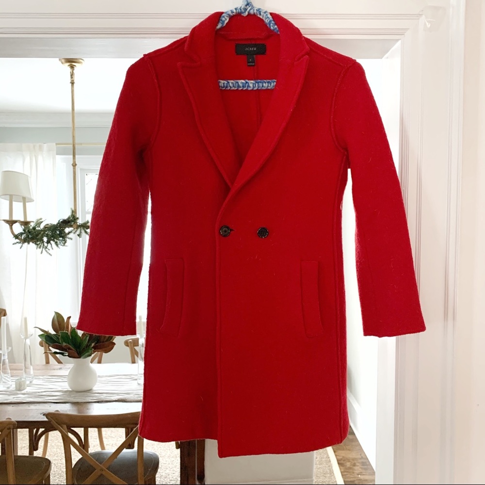 JCrew Red Daphne Boiled Wool Peacoat